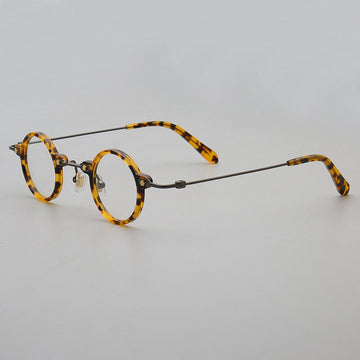 Tatsuo Retro Small Round Acetate Eyeglasses Round Frames Southood Leopard